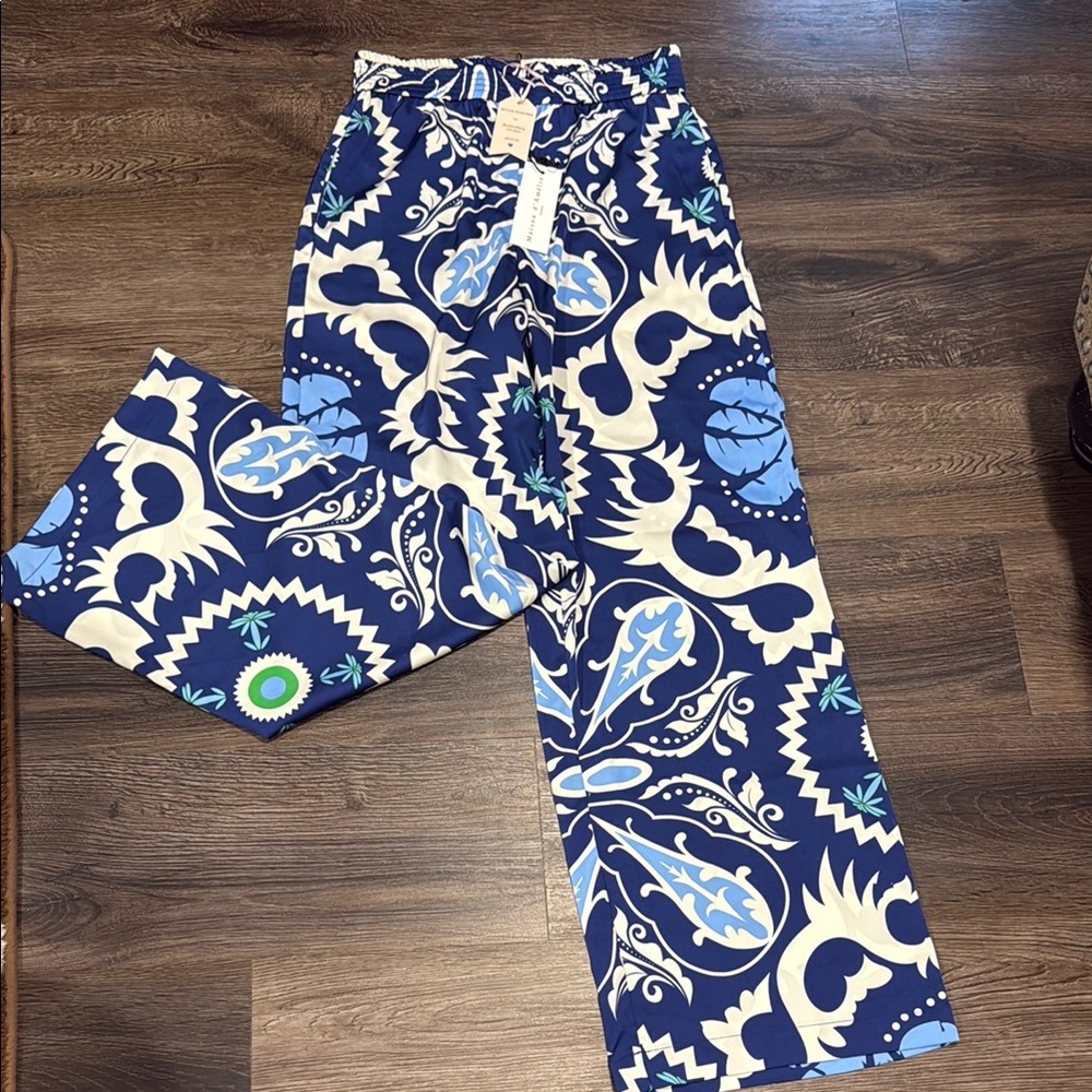 Vibrant Blue Patterned Women's Trousers